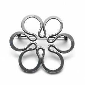 John Lewis Large Sterling Silver Flower Pin Brooch Modernist Mid-Century MCM